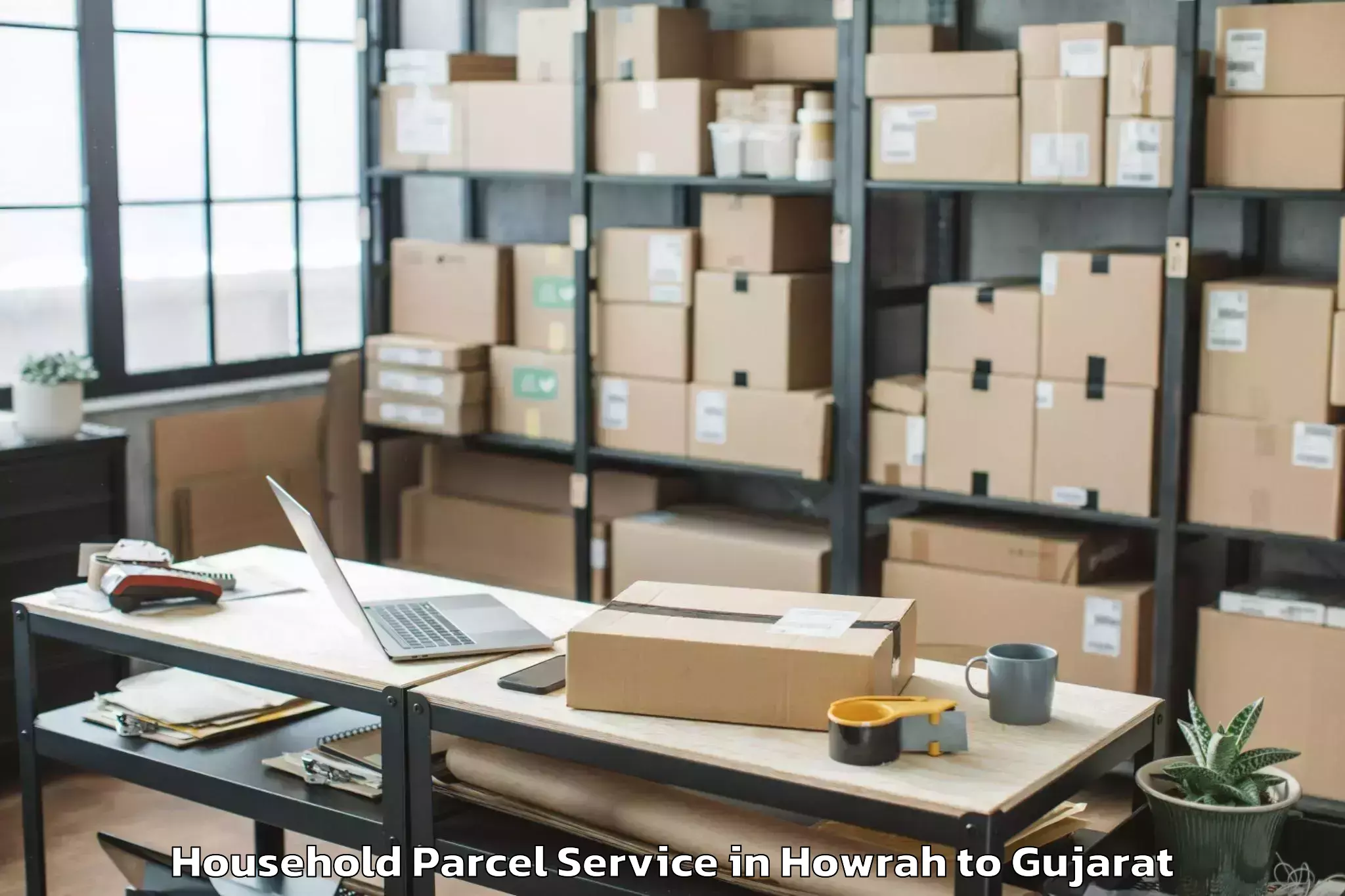 Professional Howrah to Keshod Airport Ixk Household Parcel